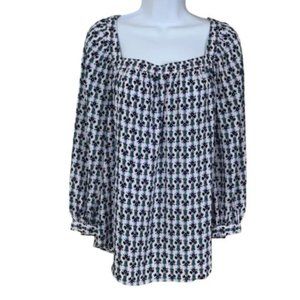 XS Blouse XS Flowy Top Floral Print Square Neck 3/4 Sleeve